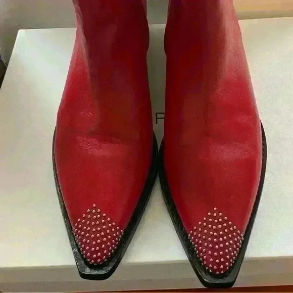 IRO Red Short Bootie With Stud Detail-Woman’s Size 39 (US 8) New - Picture 1 of 13